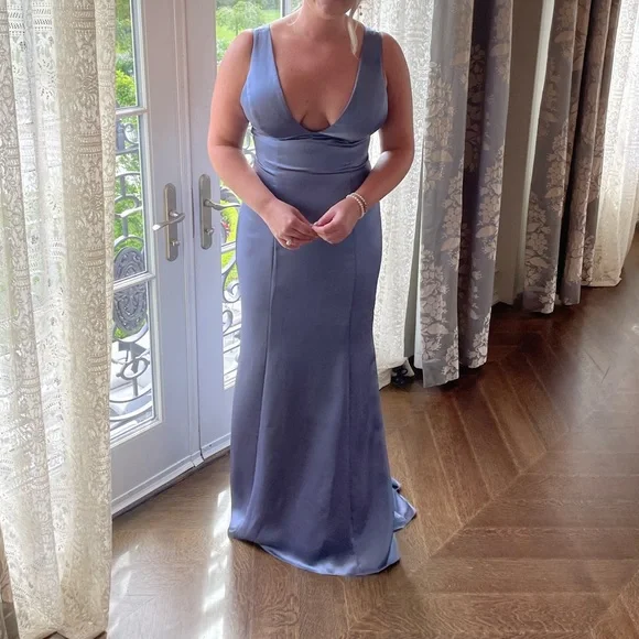 amsale slate bridesmaid dress Marie  Amsale